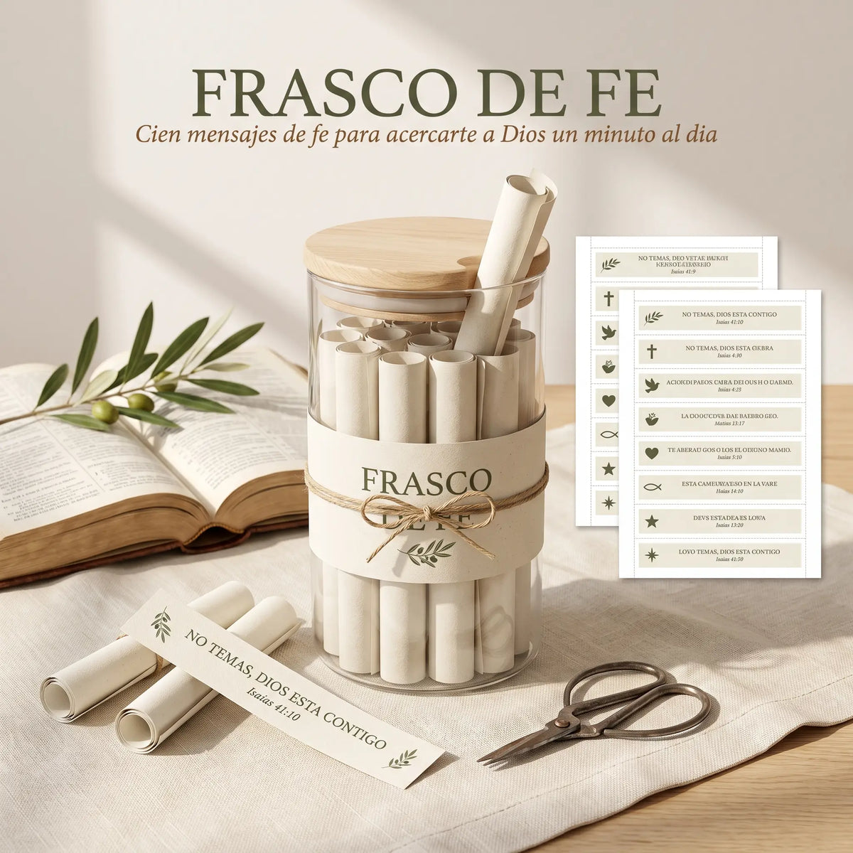 FRASCO DE FÉ | 100 VERSICULOS IMPRIMIBLES + 7 BONOS